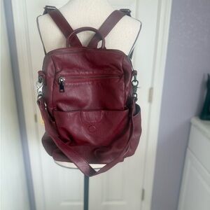 Stylish Burgundy Leather Backpack for Men